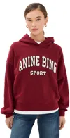Anine Bing Long Sleeve Hooded Sweatshirt In Red