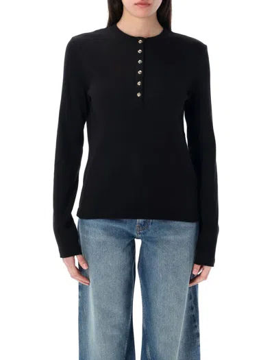 Anine Bing Striped Long Sleeve Tshirt In Black