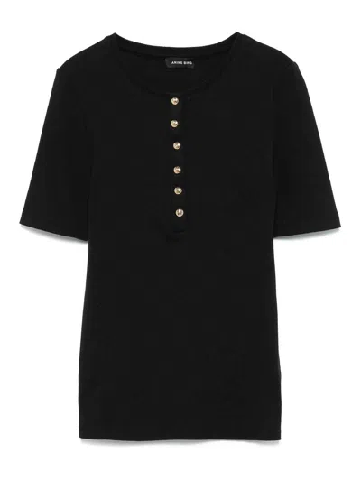 Anine Bing Alessia Long Sleeve Tee In Black