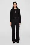 Anine Bing Alessia Long Sleeve Tee In Black In Black