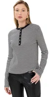 Anine Bing Alessia Long Sleeve Tee In Cream And Black Stripe In Multi