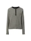 Anine Bing Alessia Long Sleeve Tee In Cream And Black Stripe In Multi