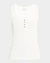 Anine Bing Alessia Ribbed Button Tank Top In Ivory