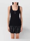 Anine Bing Alessia Scoop Neck Button Tank Top In Black