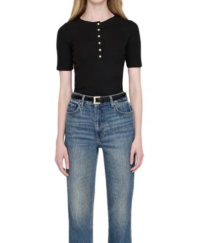 Anine Bing Alessia Short Sleeve Tee In Black