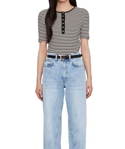 Anine Bing Alessia Short Sleeve Tee In Cream/black