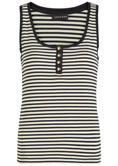 Anine Bing Alessia Striped Stretch-cotton Tank In Multi
