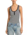 Anine Bing Alessia Tank Top In Black Cotton In Cream/black Stripe