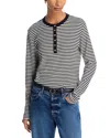 Anine Bing Alessia Long Sleeve Tee In Cream And Black Stripe In Cream/black Stripe