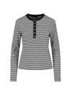 Anine Bing Alessia Long Sleeve Tee In Cream And Black Stripe In Black