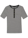 Anine Bing Alessia Striped Stretch-cotton T-shirt In Black