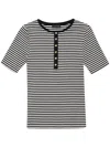 Anine Bing Alessia Striped Stretch-cotton T-shirt In Black