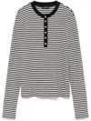 Anine Bing Alessia Long Sleeve Tee In Cream And Black Stripe In Black