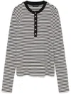 Anine Bing Alessia Long Sleeve Tee In Cream And Black Stripe In Black