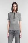 Anine Bing Alessia Striped Stretch-cotton T-shirt In Black