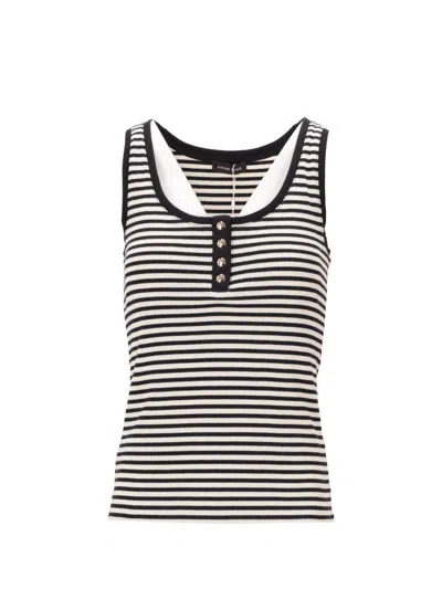 Anine Bing Alessia Tank - Cream And Black Stripe