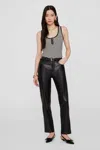 Anine Bing Alessia Tank Top In Black Cotton In Cream