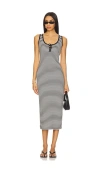 Anine Bing Alessia Tank Midi Dress In Cream And Black Stripe In Multi