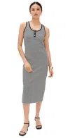 Anine Bing Alessia Tank Midi Dress In Cream And Black Stripe In Multi