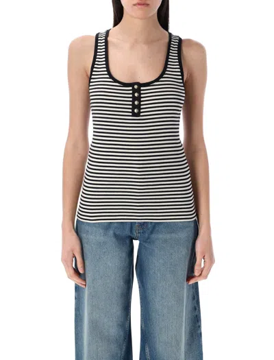 Anine Bing Alessia Tank Top In Black Cotton In Multi