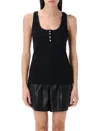 Anine Bing Alessia Scoop Neck Button Tank Top