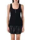 Anine Bing Alessia Scoop Neck Button Tank Top