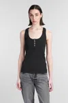 Anine Bing Alessia Scoop Neck Button Tank Top In Black
