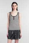 Anine Bing Alessia Tank Top In Black Cotton In Multi