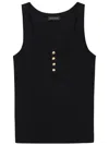 Anine Bing Alessia Scoop Neck Button Tank Top In Schwarz