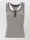 Anine Bing Alessia Tank Top Stripe Button Detail In Black