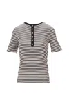 Anine Bing Alessia Tee - Cream And Black Stripe In Black
