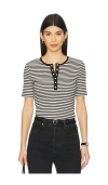Anine Bing Alessia Striped Stretch-cotton T-shirt In 奶油色 & 黑色条纹