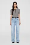 Anine Bing Alessia Striped Stretch-cotton T-shirt In Cream