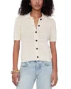 Anine Bing Alexis Short Sleeve Cardigan In Cream