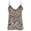 Anine Bing Alicia Lace-trimmed Camisole In Black Zebra-print Silk In Multi