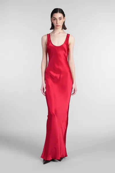 Anine Bing Alison Silk Charmeuse Long Dress In Red