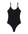 ANINE BING LOGO-PLAQUE VELVET BODYSUIT