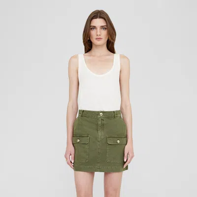 Anine Bing Aliza Cotton Miniskirt In Army Green
