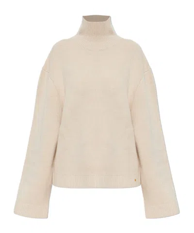 Anine Bing Alma Turtleneck Knitted Sweater In Nude