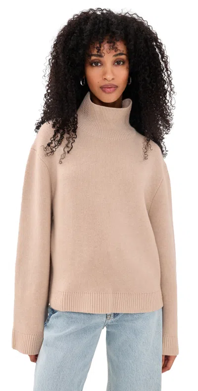 Anine Bing Alma Turtleneck Sweater Beige In Brown