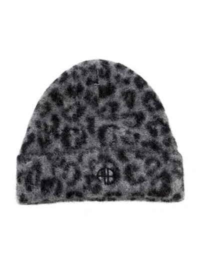 Pre-owned Anine Bing Alpaca Patterned Beanie In Gray