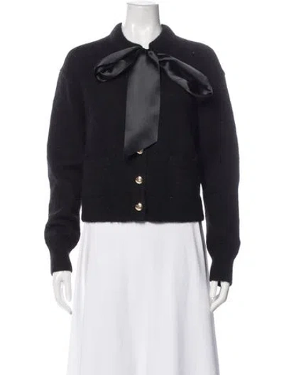 Pre-owned Anine Bing Alpaca Tie Neck Sweater In Black