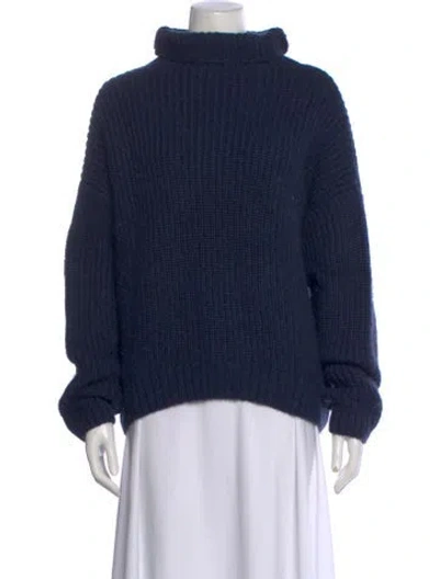 Pre-owned Anine Bing Alpaca Turtleneck Sweater In Blue