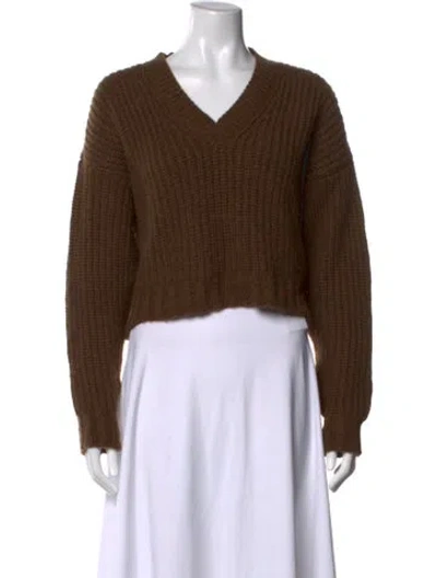 Pre-owned Anine Bing Alpaca V-neck Sweater In Brown