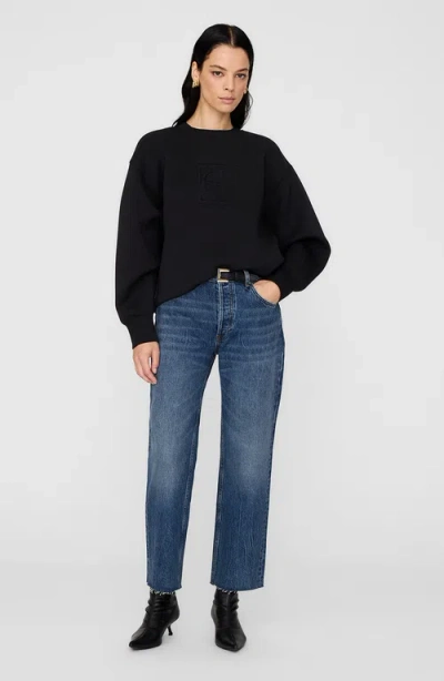 Anine Bing Alto Sweatshirt With Framed Monogram In Black