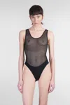 Anine Bing Alysha Stretch-lace Bodysuit In Black