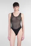 Anine Bing Alysha Stretch-lace Bodysuit In Black