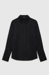 Anine Bing Amanda Dot Jacquard Blouse In Black