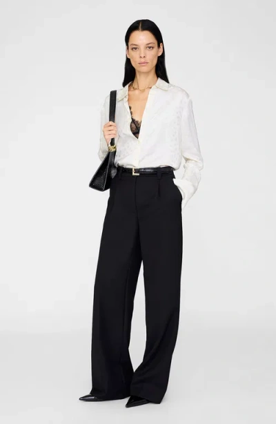 Anine Bing Amanda Dot Jacquard Shirt In White