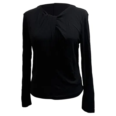 Anine Bing Amaya Twisted Long Sleeve Blouse In Black Viscose